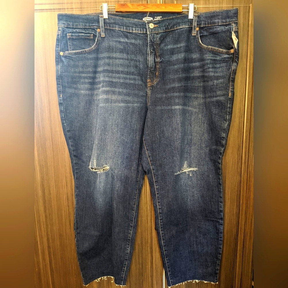 Old Navy O.G. Straight High Rise Distressed Jeans, 26 Plus Short